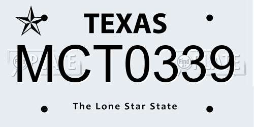 MCT0339 Texas License Plate