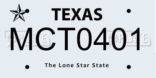 MCT0401 Texas License Plate