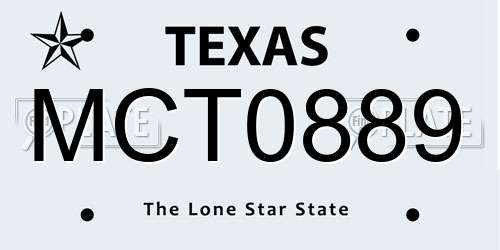 MCT0889 Texas License Plate