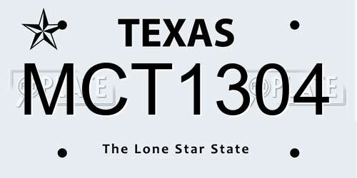 MCT1304 Texas License Plate