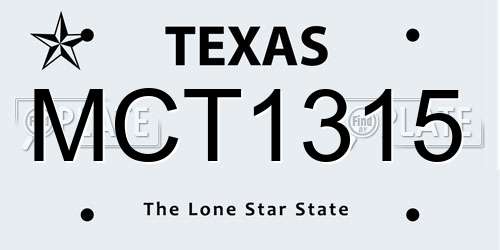 MCT1315 Texas License Plate