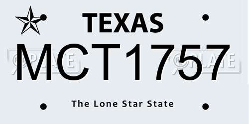 MCT1757 Texas License Plate