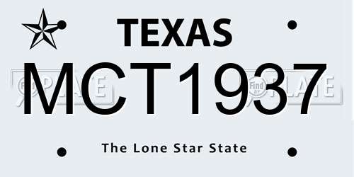 MCT1937 Texas License Plate