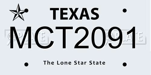 MCT2091 Texas License Plate