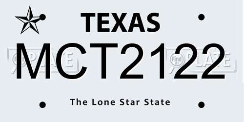 MCT2122 Texas License Plate