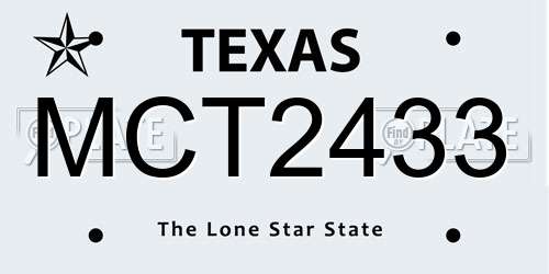 MCT2433 Texas License Plate