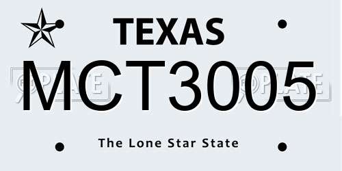 MCT3005 Texas License Plate
