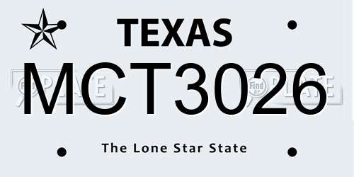 MCT3026 Texas License Plate