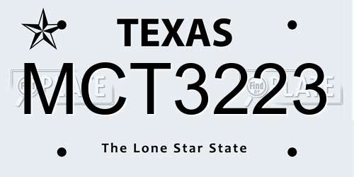 MCT3223 Texas License Plate