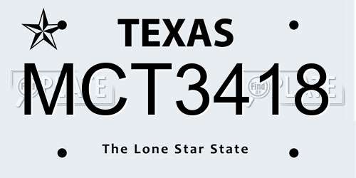 MCT3418 Texas License Plate
