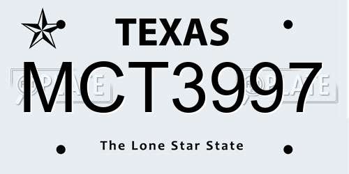 MCT3997 Texas License Plate