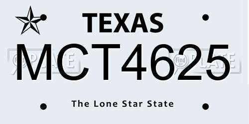 MCT4625 Texas License Plate