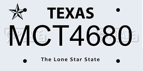 MCT4680 Texas License Plate