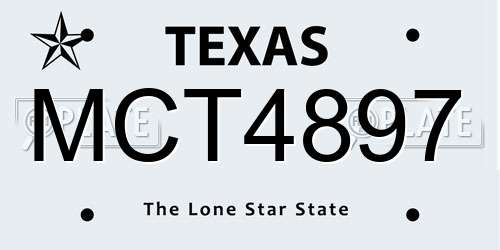 MCT4897 Texas License Plate