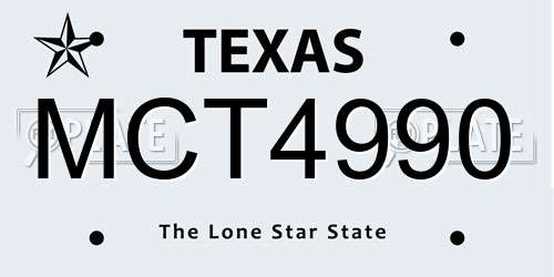 MCT4990 Texas License Plate