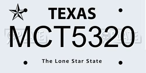 MCT5320 Texas License Plate
