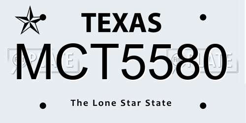 MCT5580 Texas License Plate