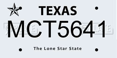 MCT5641 Texas License Plate