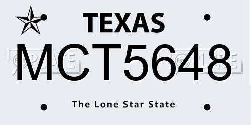 MCT5648 Texas License Plate