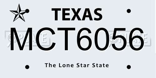 MCT6056 Texas License Plate