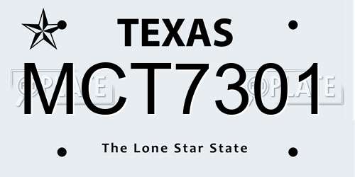 MCT7301 Texas License Plate
