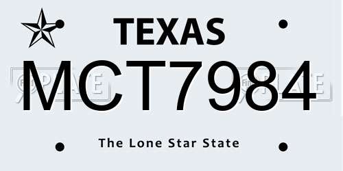MCT7984 Texas License Plate