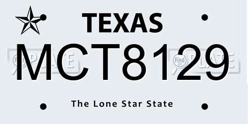 MCT8129 Texas License Plate