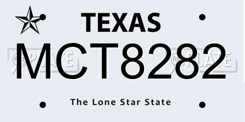 MCT8282 Texas License Plate