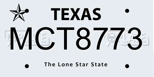 MCT8773 Texas License Plate
