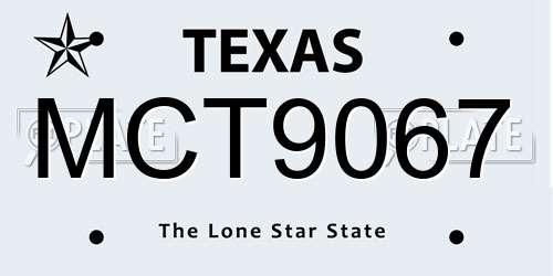 MCT9067 Texas License Plate