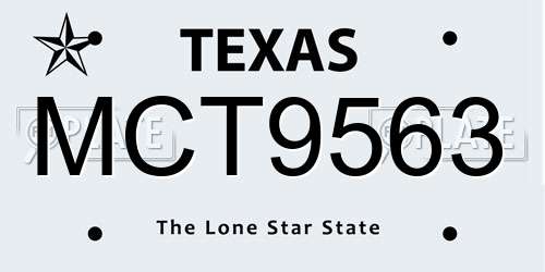 MCT9563 Texas License Plate