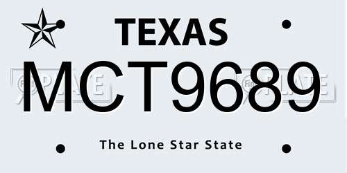 MCT9689 Texas License Plate