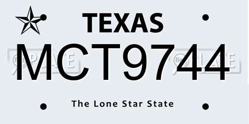 MCT9744 Texas License Plate
