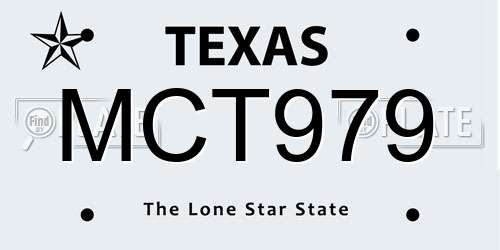 MCT979 Texas License Plate