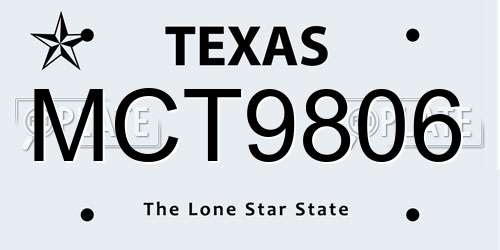 MCT9806 Texas License Plate