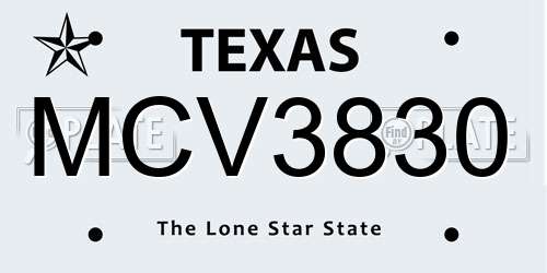 MCV3830 Texas License Plate