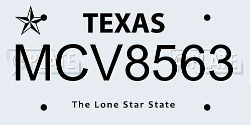 MCV8563 Texas License Plate