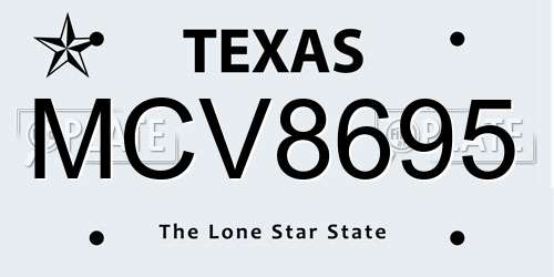 MCV8695 Texas License Plate