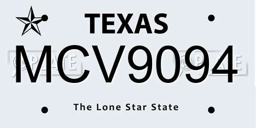 MCV9094 Texas License Plate