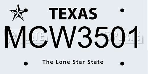 MCW3501 Texas License Plate