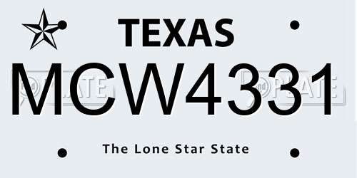 MCW4331 Texas License Plate