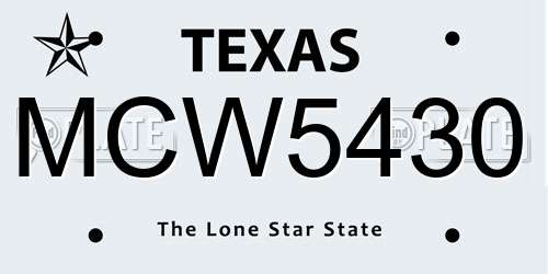 MCW5430 Texas License Plate