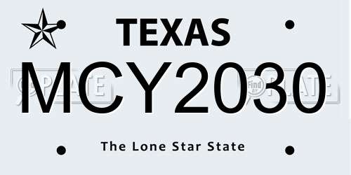 MCY2030 Texas License Plate