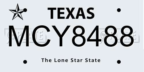 MCY8488 Texas License Plate