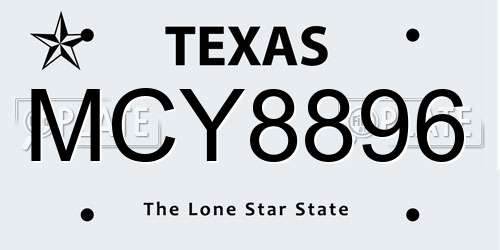 MCY8896 Texas License Plate