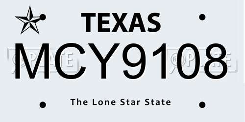 MCY9108 Texas License Plate