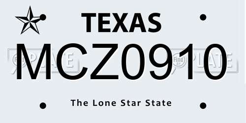 MCZ0910 Texas License Plate