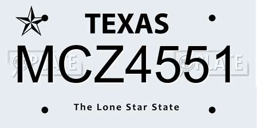 MCZ4551 Texas License Plate