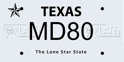 MD80 Texas License Plate