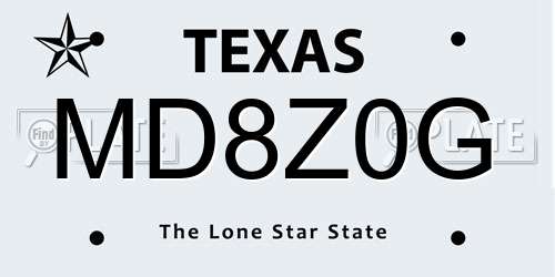 MD8Z0G Texas License Plate